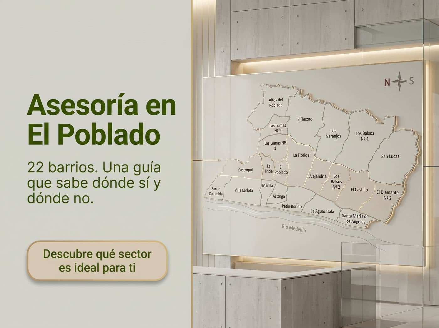 Mapa de los 22 barrios de El Poblado